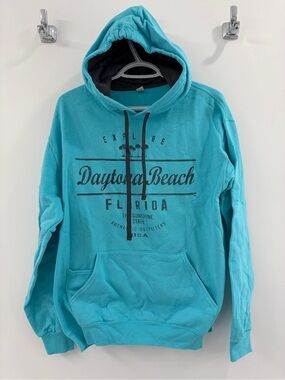 Daytona Beach Florida Teal Hooded Sweatshirt - Medium